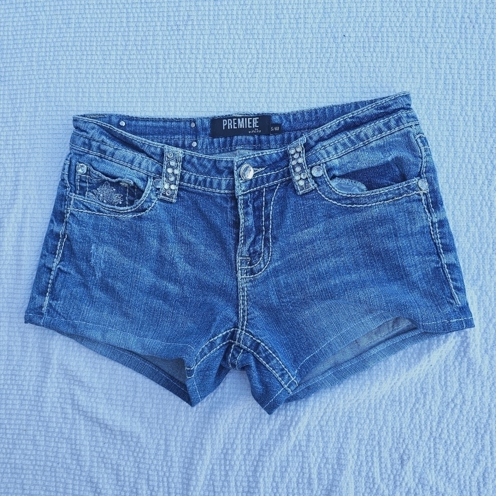 Premiere rue21 denim shorts with rhinestones embellishments and embroidery 5/6